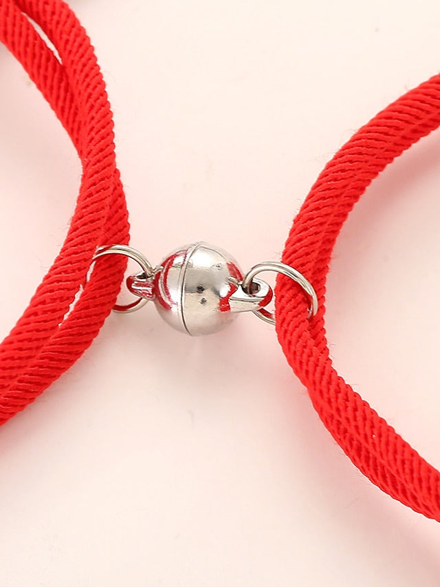 1 Pair Couple's Bracelet Magnetic Adjustable Romantic Series Love Simple Rope Bracelet Jewelry Milan For Gift - LuckyFash™