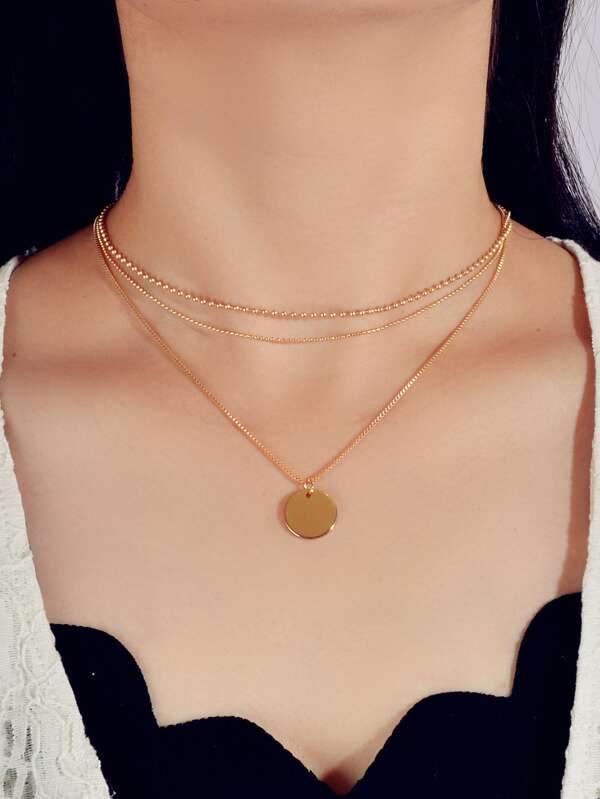 Disc Pendant Layered Necklace - LuckyFash™