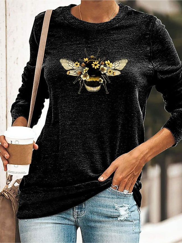 bees print o-neck casual t-shirt - LuckyFash™