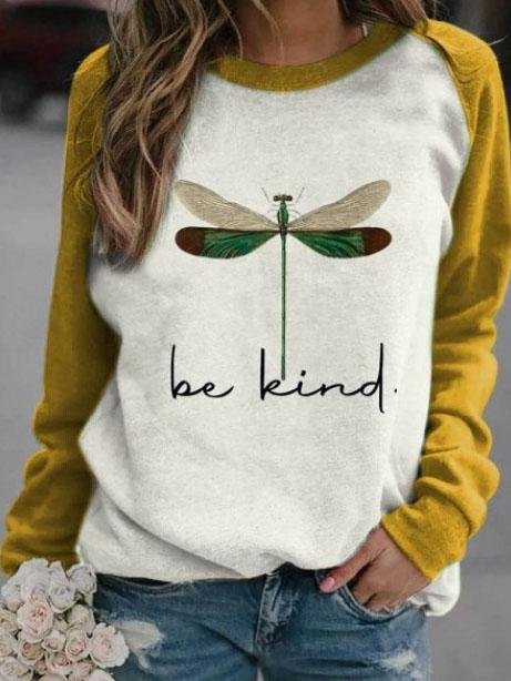 Dragonfly Round Neck Raglan Long Sleeve T-Shirts - LuckyFash™