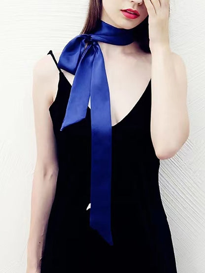 100*4cm Long Skinny Scarf for Lady Neck Tie Solid Silk Hairband Female Ribbon Belt Scarves Headband Bag Decoration - LuckyFash™