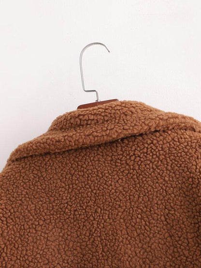 Drop Shoulder Double Button Teddy Coat - LuckyFash™
