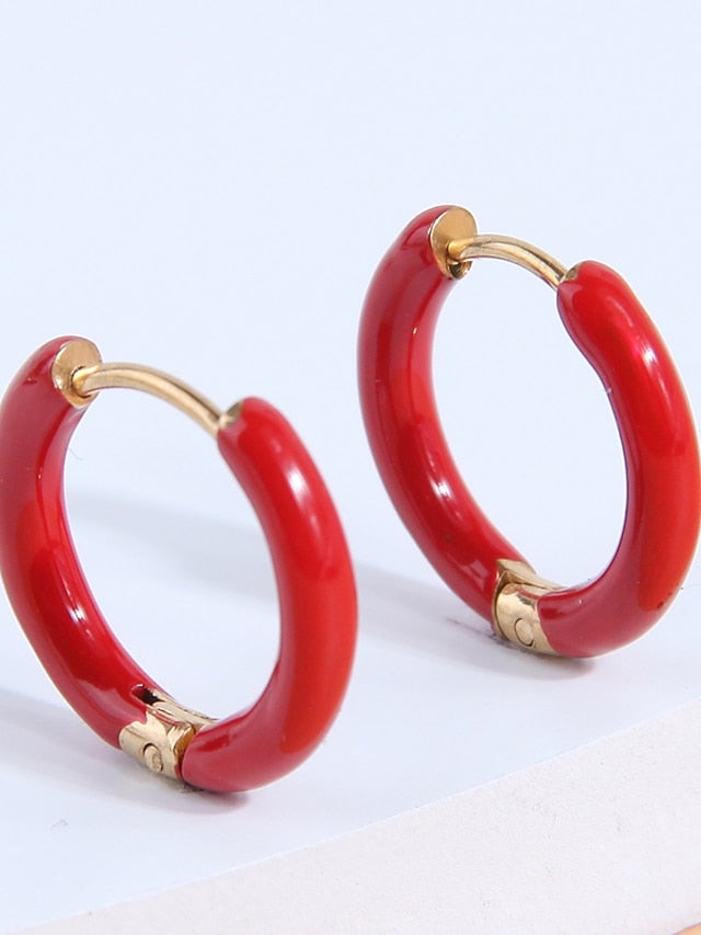 1 Pair Hoop Earrings Earrings For Women's Office Work Daily Stainless Steel Circle Fashion - LuckyFash™