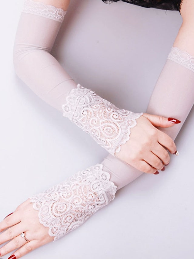 1 Pair Women Sunscreen Arm Sleeve Driving Gloves Summer Sun Protection Driving Gloves Fingerless Wrist Elastic Sleeve Lady Long Gloves - LuckyFash™