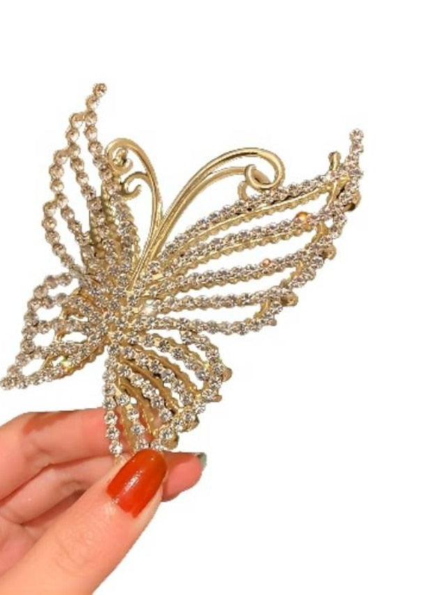 1pc Women's Girls' Hair Claws Butterfly Hair Claw Clip for Girls Extra Large Metal Claw Clips for Thick Hair Pretty Hair Clips 4.5 Inch Big Flower Tassel Claw Clip - LuckyFash™