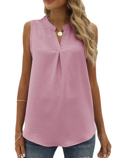 Tank Tops Solid Shirt Loose V-Neck Pullover Sleeveless Tank Top - LuckyFash™