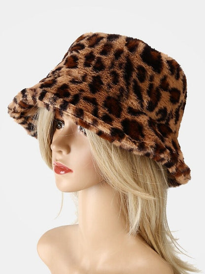 New Winter Bucket Hats Fluffy Fur Men Women Panama Hat Fashion Warm Fisherman Cap Multi Color Leopard Printed Hat - LuckyFash™