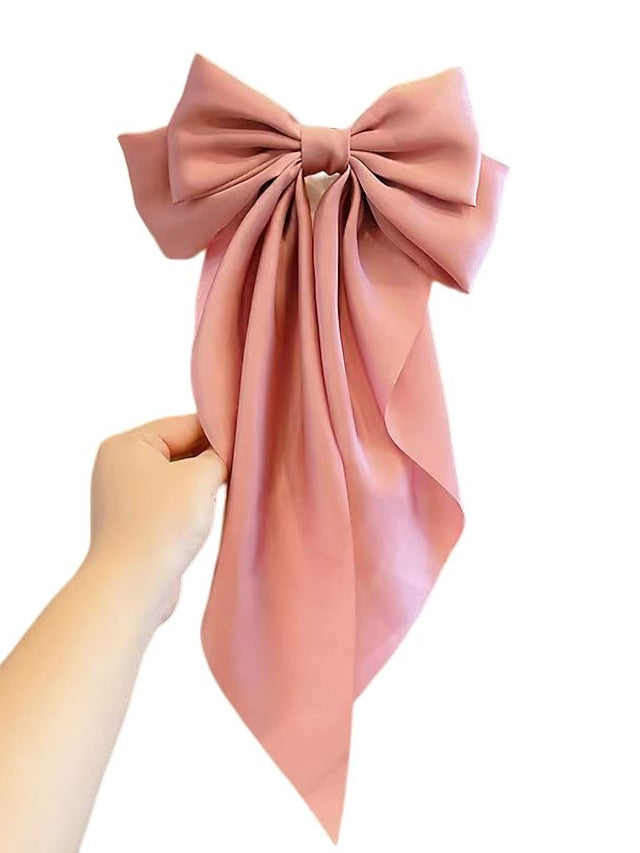 1 PC Big Hair Bows for Women 6 inch Cute Hair Clips Bows Clips for Girls Ribbon Hair Barrettes Satin Polished Bowknot Hair Accessories for Women Ladies - LuckyFash™