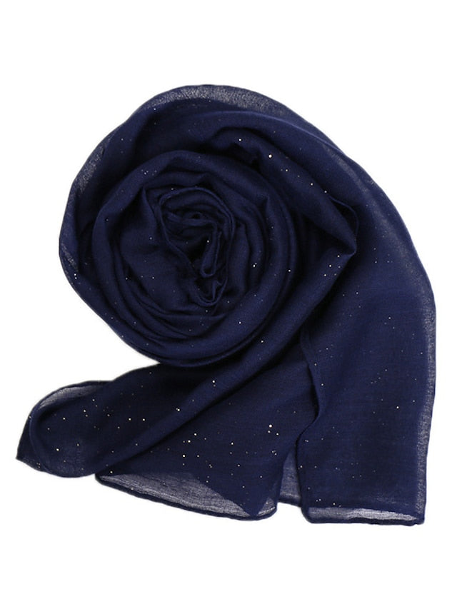 1pc Plain Glitter Scarf Hijabs Balinese Cotton Islam Women Muslim Wrap Shawl Casual Long thin Head Scarf Arab Ethnic Headwear - LuckyFash™