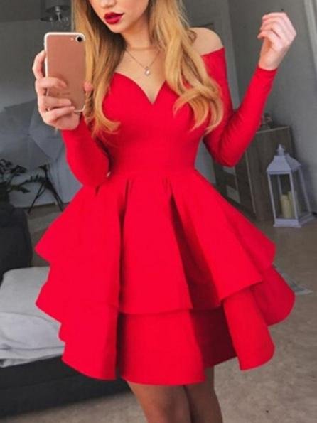 Elegant Deep V-neck Long-sleeved Princess Dress - LuckyFash™
