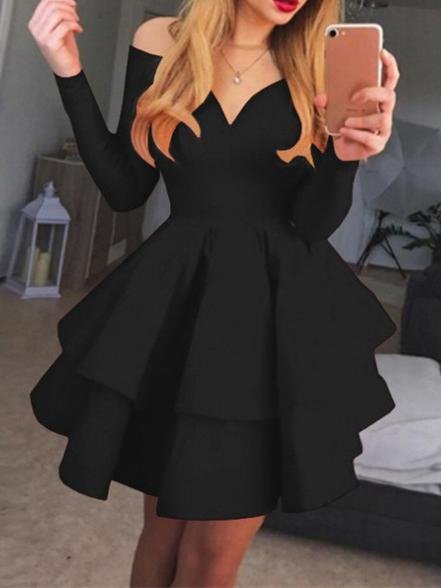 Elegant Deep V-neck Long-sleeved Princess Dress - LuckyFash™