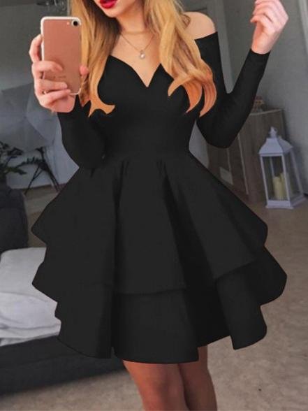 Elegant Deep V-neck Long-sleeved Princess Dress - LuckyFash™