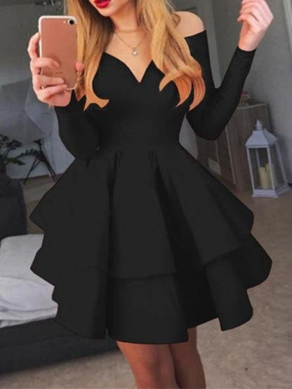 Elegant Deep V-neck Long-sleeved Princess Dress - LuckyFash™