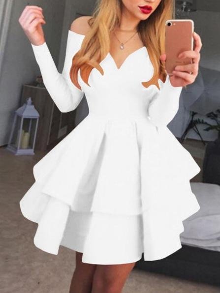 Elegant Deep V-neck Long-sleeved Princess Dress - LuckyFash™