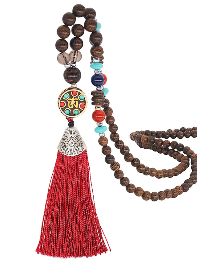 1PC Pendant Necklace Beaded Necklace For Women's Street Gift Prom Wooden Resin Alloy Tassel Precious Blessed - LuckyFash™