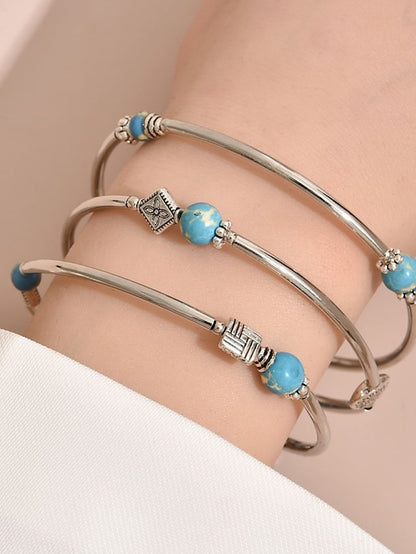 1 Pc Per Set Dark Blue Bracelet Bangles Retro Vintage Theme Natural Turquoise Bracelet Jewelry Royal Blue For Daily - LuckyFash™