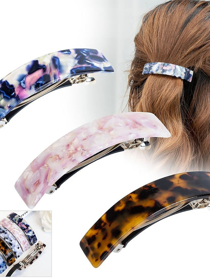 1PC Women's Girls' Hair Clip Large French Barrettes for Women Fine Thick Hair Classic Tortoise Shell Hair Clips Wide Curved Celluloid Ponytail Holder Clamp Fashion Hair Accessories Automatic Clasp - LuckyFash™