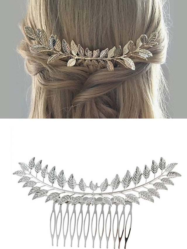 1pc Women's Girls' Hair Combs Leaves Comb Fashion Gold Leaf Clips Tiara Vintage Roman Goddess Leaf Bridal Hair Crown Branch for Wedding Party Dancing Party Fashion Show - LuckyFash™