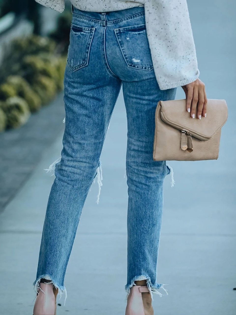 Fashion Street Straight-leg Ripped Jeans - LuckyFash™