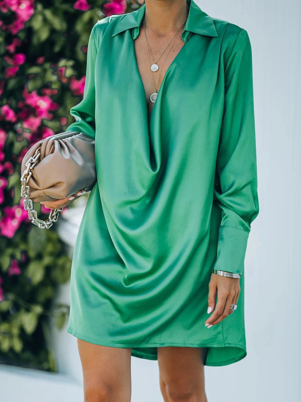 Fashion V-neck Long Sleeve Dress - LuckyFash™
