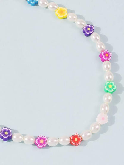 Faux Pearl & Flower Beaded Necklace - LuckyFash™