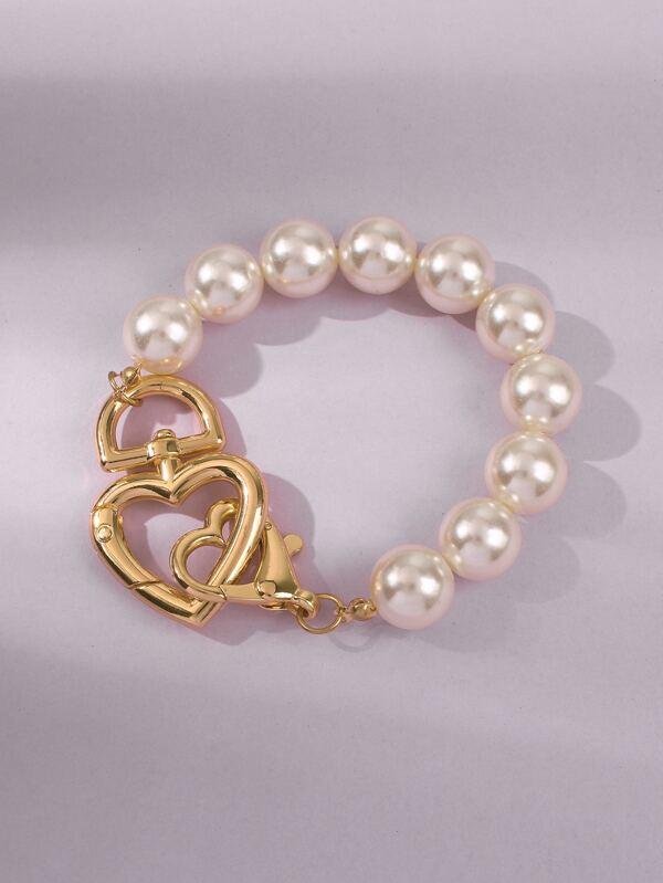 Faux Pearl Heart Decor Bracelet - LuckyFash™