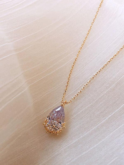 Faux Teardrop Crystal Charm Necklace - LuckyFash™