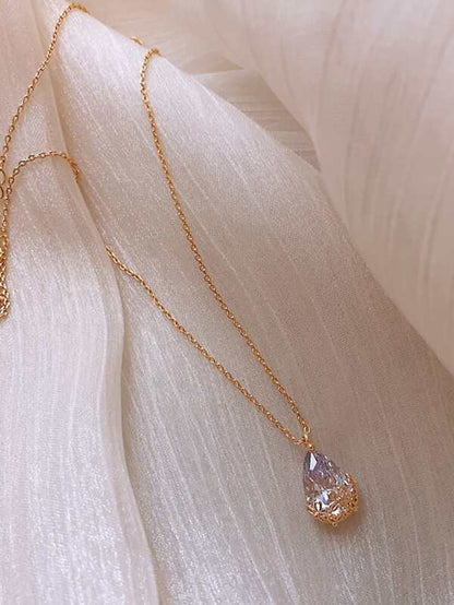 Faux Teardrop Crystal Charm Necklace - LuckyFash™