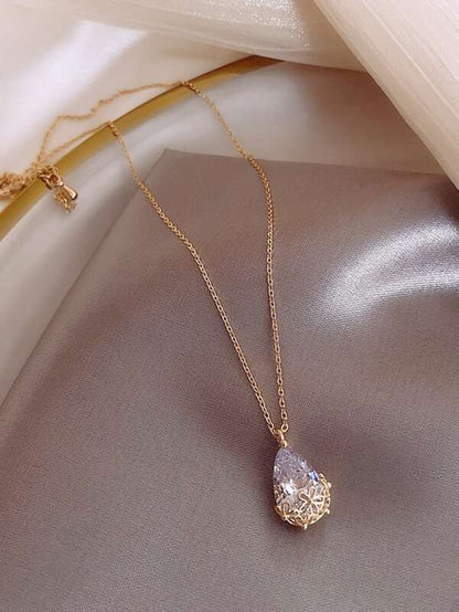 Faux Teardrop Crystal Charm Necklace - LuckyFash™