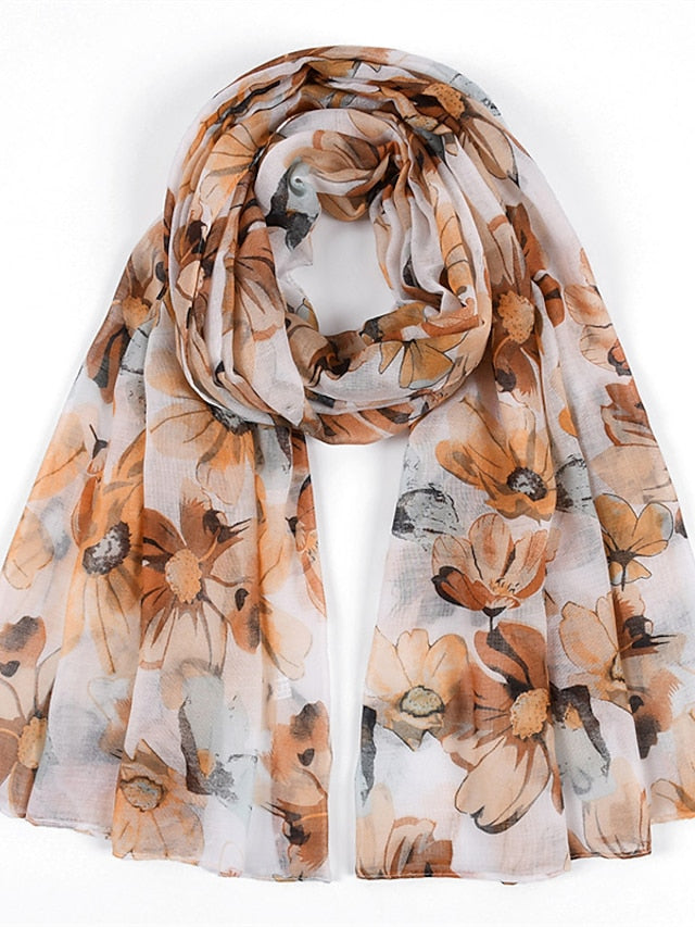 180*90cm Flower Voile Scarf Long Shawl Bandana Women Elegant Print Scarf Scarves Fashion Dress Up - LuckyFash™