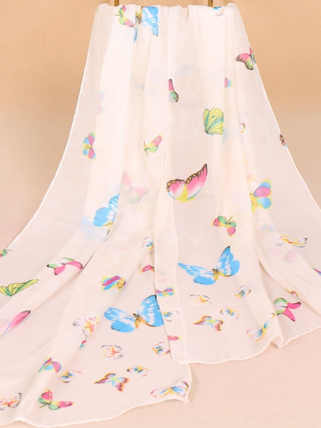 1PC Spring Summer Autumn Women Lady Butterfly Chiffon Neck Scarf Shawl Fashion Thin Style Elegant Scarver for Women - LuckyFash™