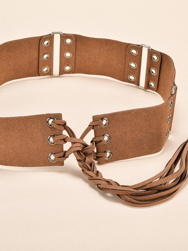 Women's Belt Leather Black Khaki Brown Coffee Wide Belt Outdoor Street Daily Holiday Pure Color / Vintage / Spring / Summer / Fall / Winter - LuckyFash™