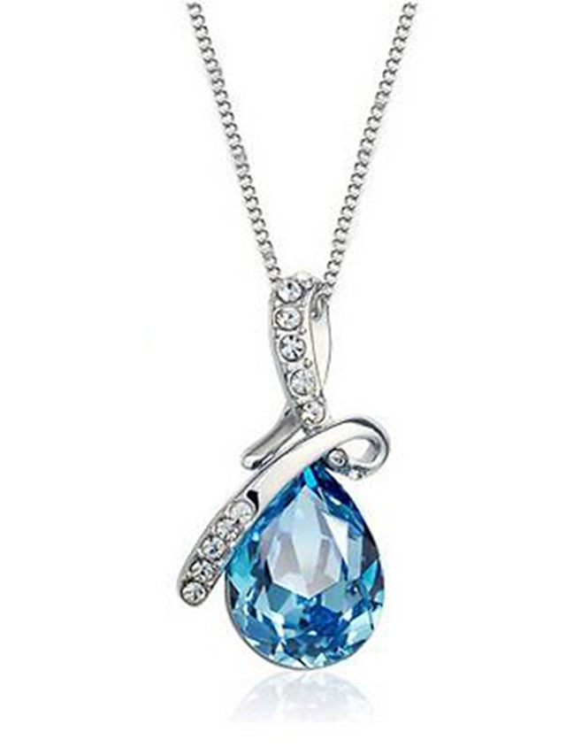 1PC Necklace For Women's Cubic Zirconia Blue Street Daily Alloy Classic Pear - LuckyFash™