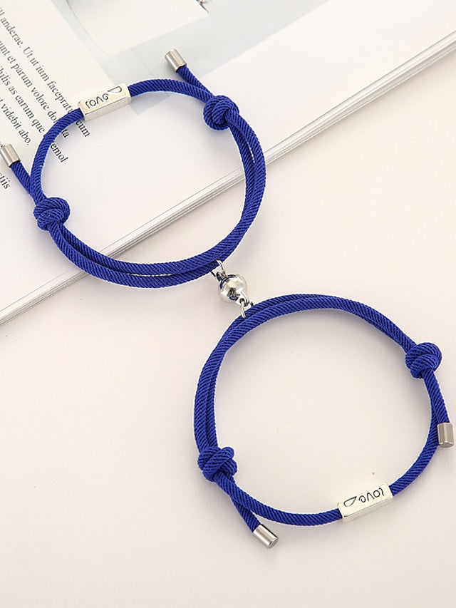 1 Pair Couple's Bracelet Magnetic Adjustable Romantic Series Love Simple Rope Bracelet Jewelry Milan For Gift - LuckyFash™