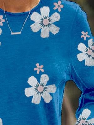 Floral Print Long-sleeved T-shirt - LuckyFash™
