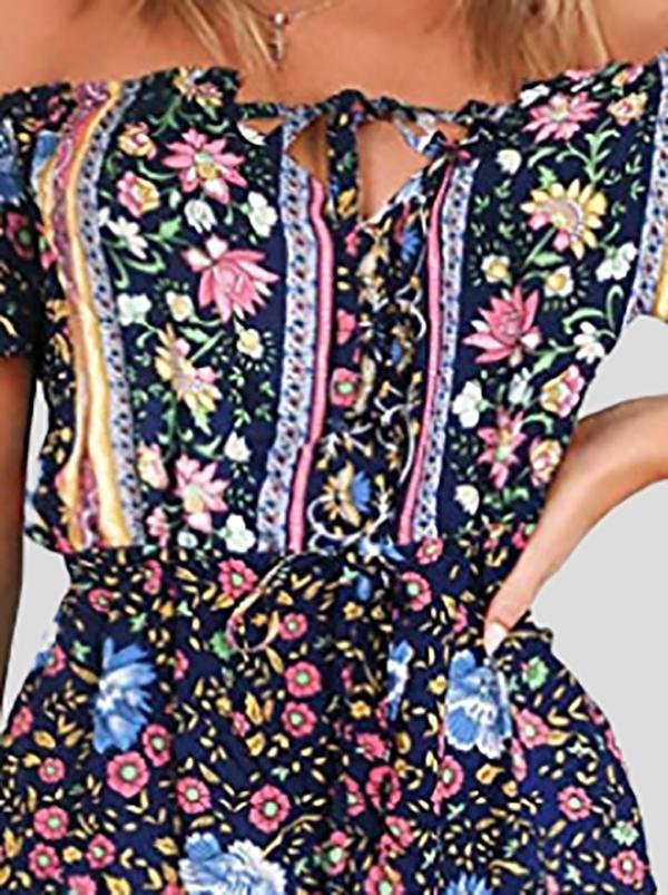 Floral Print Off Shoulder Strapless Dress - LuckyFash™