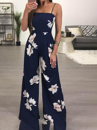 Floral Spaghetti Strap Wide Leg Jumpsuit - LuckyFash™