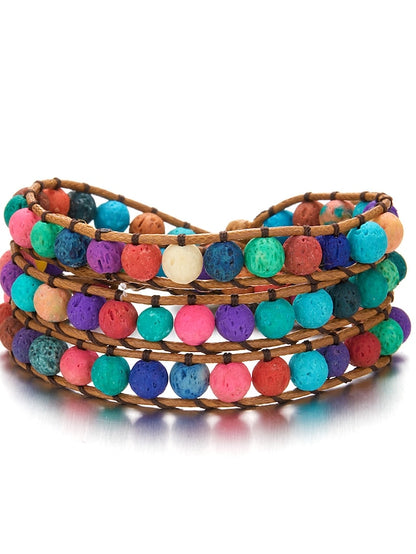 1 PC Multi-layer woven bracelet Vintage Theme Fashion Luxury Imitation Stone Bracelet - LuckyFash™