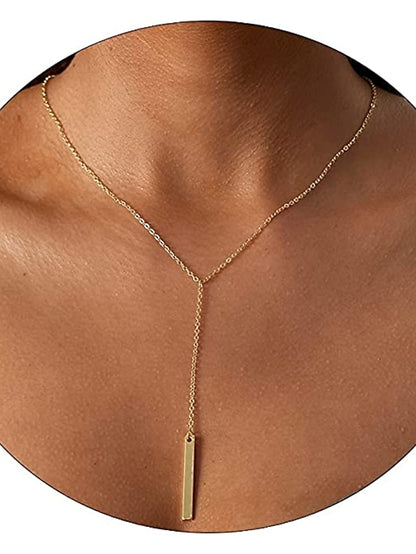 1PC Necklace 14K Gold Plated Zircon Y Lariat Necklaces Long Drop CZ Pendant Y Necklace for Women Dainty Diamond Chain Necklace Fashion Jewelry for Women - LuckyFash™