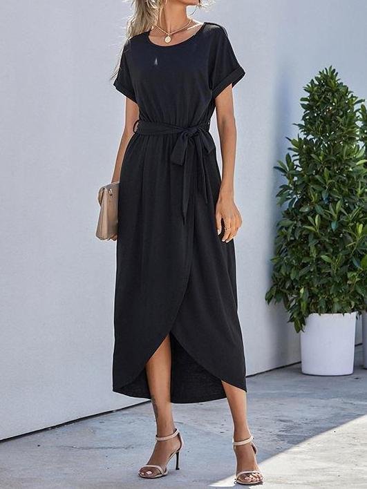 Front Slit Irregular Short-sleeved Slim Dress - LuckyFash™