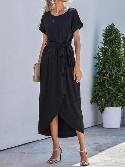 Front Slit Irregular Short-sleeved Slim Dress - LuckyFash™