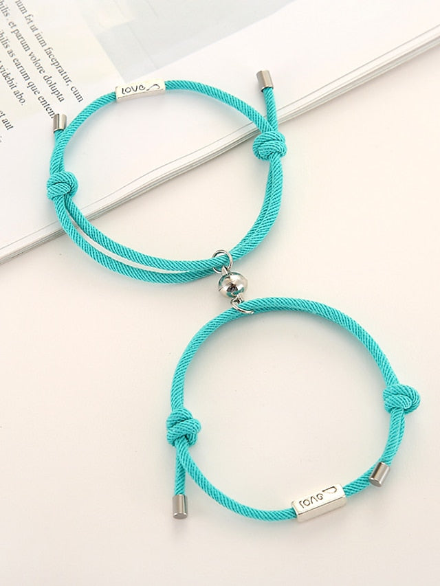 1 Pair Couple's Bracelet Magnetic Adjustable Romantic Series Love Simple Rope Bracelet Jewelry Milan For Gift - LuckyFash™