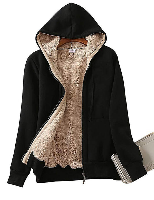Hoodie for Ladies Winter Fleece Sweatshirt-Full Zipper Thick Sherpa Lining - LuckyFash™