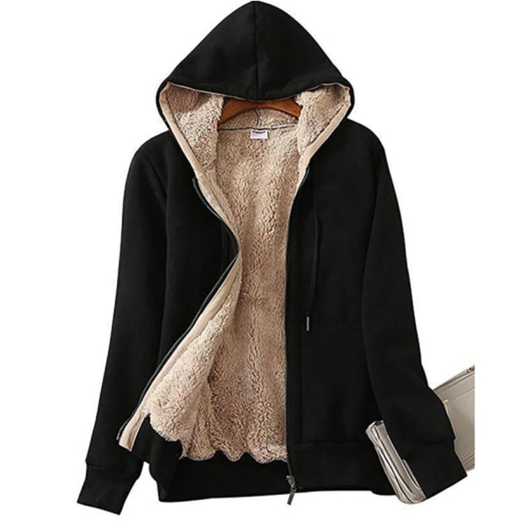 Hoodie for Ladies Winter Fleece Sweatshirt-Full Zipper Thick Sherpa Lining - LuckyFash™