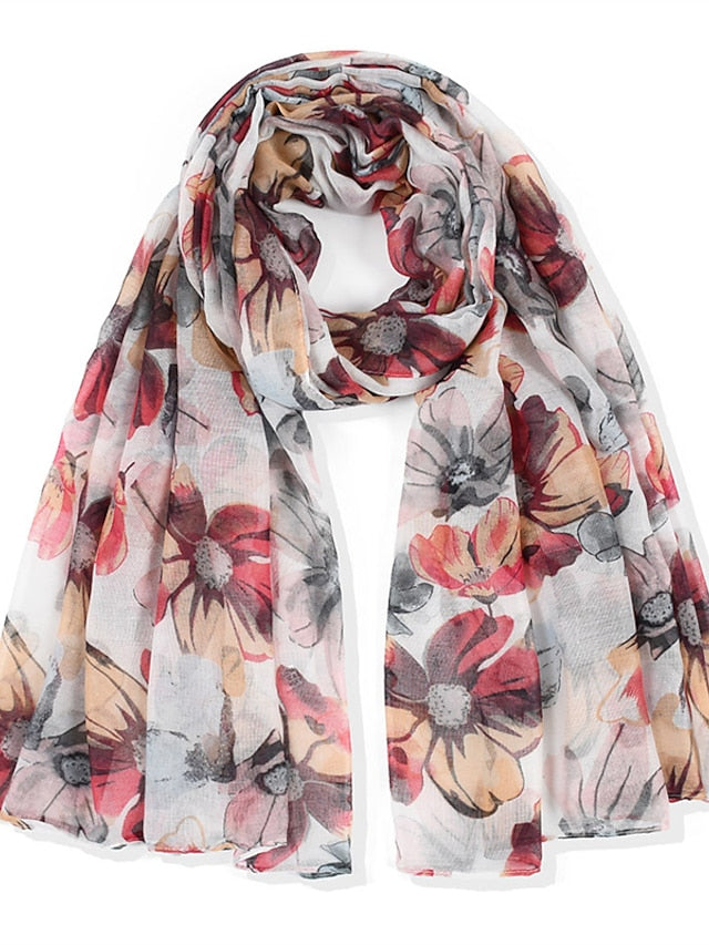 180*90cm Flower Voile Scarf Long Shawl Bandana Women Elegant Print Scarf Scarves Fashion Dress Up - LuckyFash™