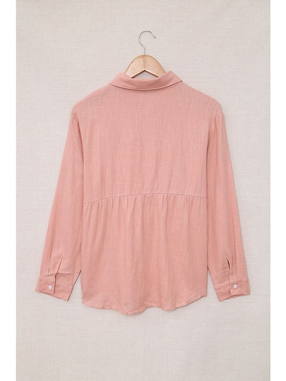 Women's Shirt Blouse Black White Pink Plain Button Long Sleeve Daily Weekend Streetwear Casual Shirt Collar Regular S - LuckyFash™