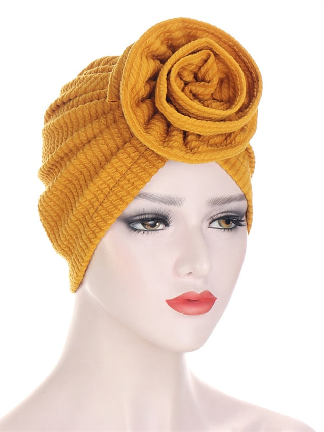 7 Colors Choice Fashion Muslim Women Big Flower Turban Hat Scarf Headwrap Hair Care Beanie Hijab Headwear Hair Accessories - LuckyFash™