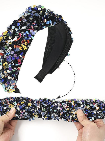 1PC Women's Girls' Headbands Headband For Party Evening Sequins Fabric Fish Scale Sequin Headband - Sapphire Blue Fish Scale Sequin Headband - White Color Fish scale sequin headband - red and yellow - LuckyFash™