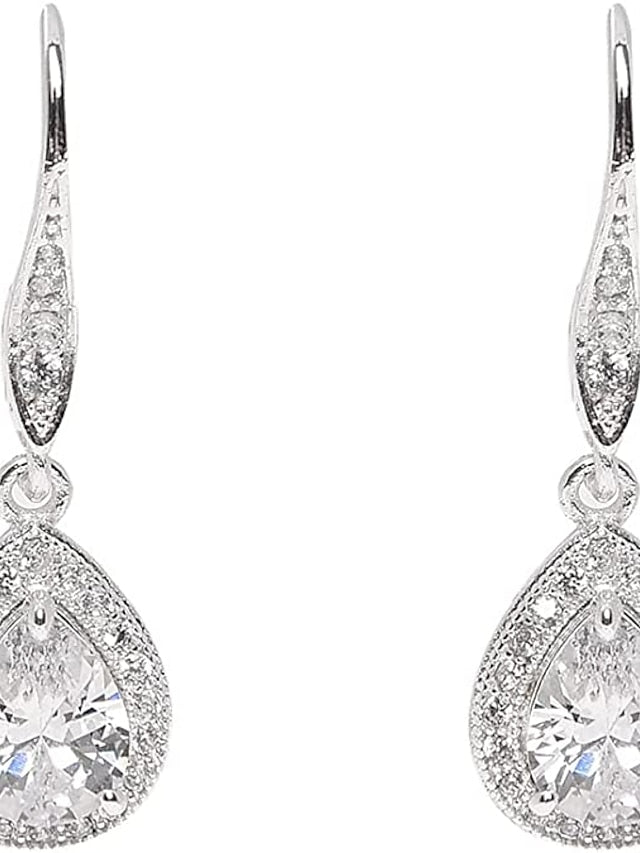 1 Pair Crystal Earrings For Women's Wedding Birdal Bridesmaids Chandelier Dangle Drop Earrings - LuckyFash™