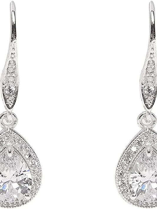 1 Pair Crystal Earrings For Women's Wedding Birdal Bridesmaids Chandelier Dangle Drop Earrings - LuckyFash™